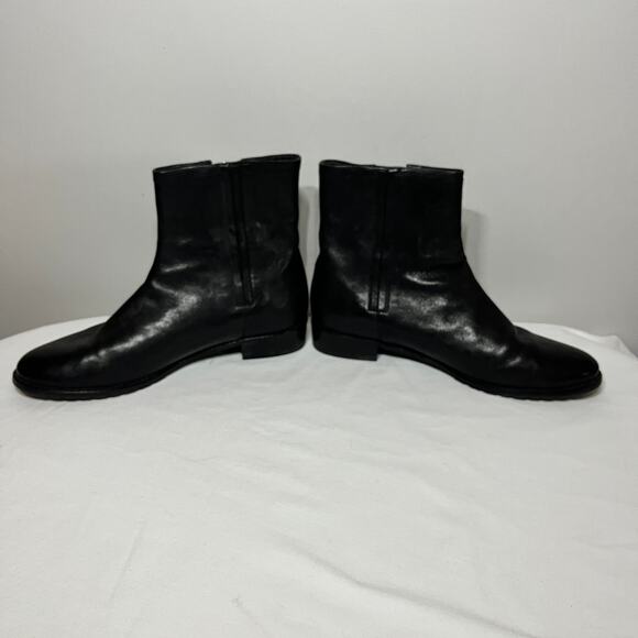Stuart Weitzman Winzipper Boots Black Leather Silver Side Zip Ankle Career 8M - Picture 2 of 8